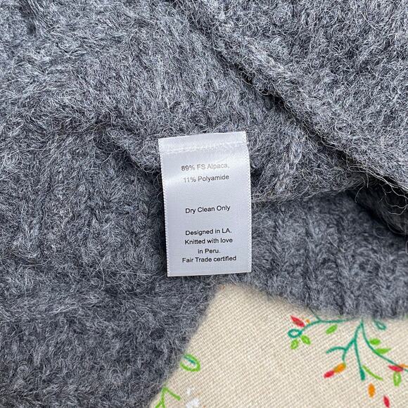 St. Roche Cora Belted Cable Knit Cardigan Sweater Gray Size XS Alpaca Warm Cozy - Picture 8 of 9